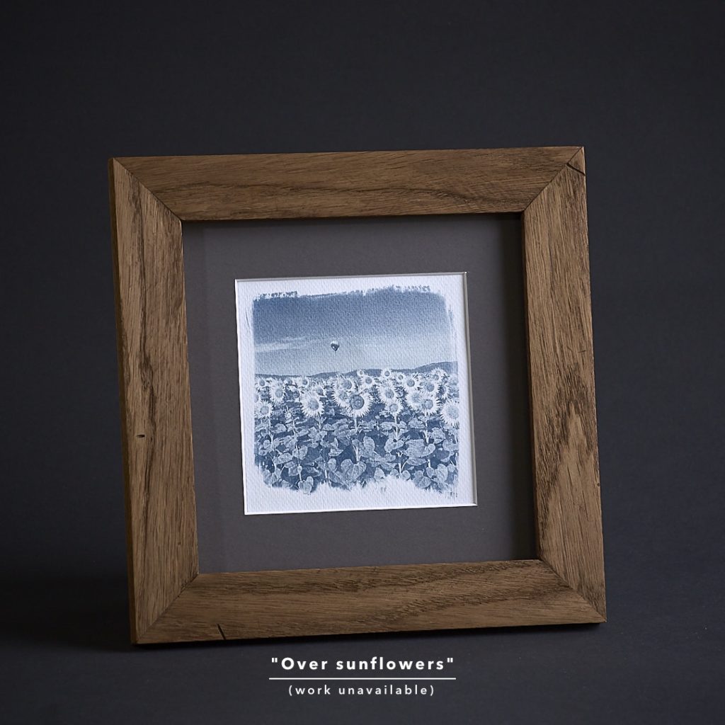 Cyanotype print on Fabriano paper in oak frame.